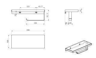 Держатель для туалетной бумаги с полкой Wonzon & Woghand WW-V2801-MB чёрный матовый
